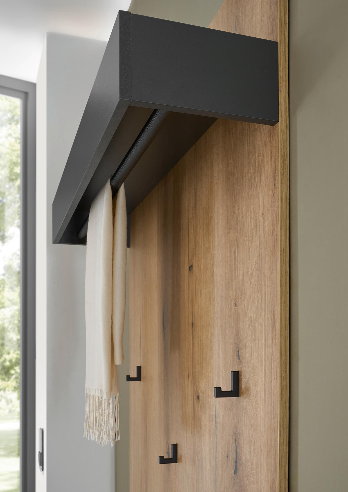 GARDEROBE 5-teilig  in 230/200/40 cm  - Eichefarben/Anthrazit, Design, Glas/Holzwerkstoff (230/200/40cm) - Modante