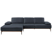 ECKSOFA in Echtleder Dunkelblau  - Bronzefarben/Dunkelblau, Design, Leder/Holz (176/314cm) - Valnatura