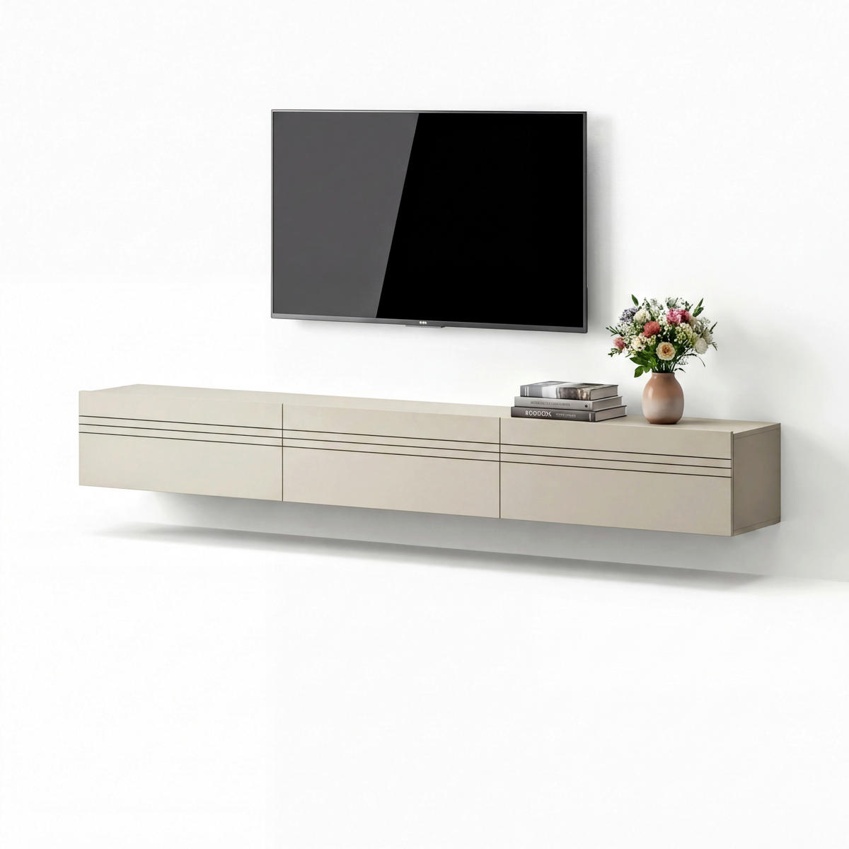 LOWBOARD  270/36/34 cm  stehend, hängend  - Kaschmir/Schwarz, Design, Holzwerkstoff/Kunststoff (270/36/34cm) - MID.YOU
