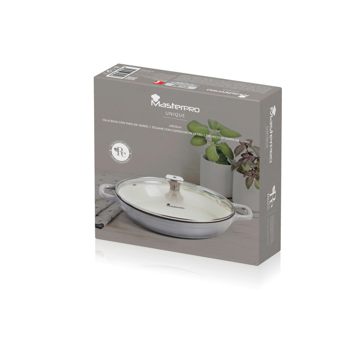 HRNEC NA DUŠENÍ, litina, 30 cm  - šedá/průhledné, Basics, kov/sklo (30cm)