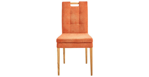 STUHL Webstoff Orange, Eichefarben  - Eichefarben/Orange, KONVENTIONELL, Holz/Textil (47/91,5/59cm) - Cantus