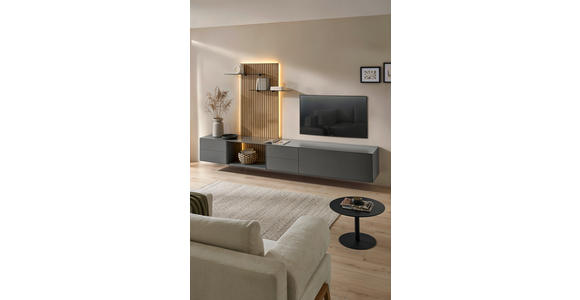 WOHNWAND  in Anthrazit, Eichefarben  321/160/50 cm  - Eichefarben/Anthrazit, Design, Glas/Holz (321/160/50cm) - Dieter Knoll