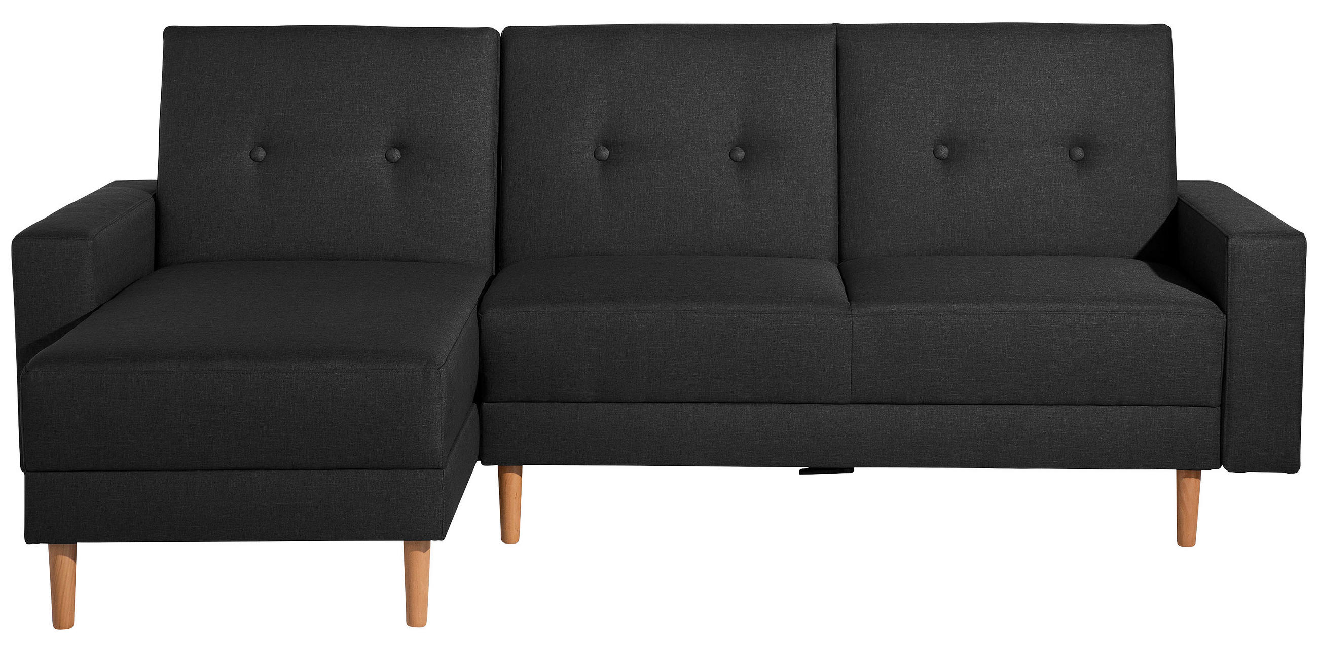 ECKSCHLAFSOFA Flachgewebe Schwarz  - Erlefarben/Schwarz, Design, Holz/Textil (230/93/152cm) - Max Winzer