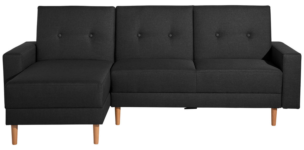 ECKSCHLAFSOFA  Just Cool Schwarz Flachgewebe  - Erlefarben/Schwarz, Design, Holz/Textil (230/93/152cm) - Max Winzer