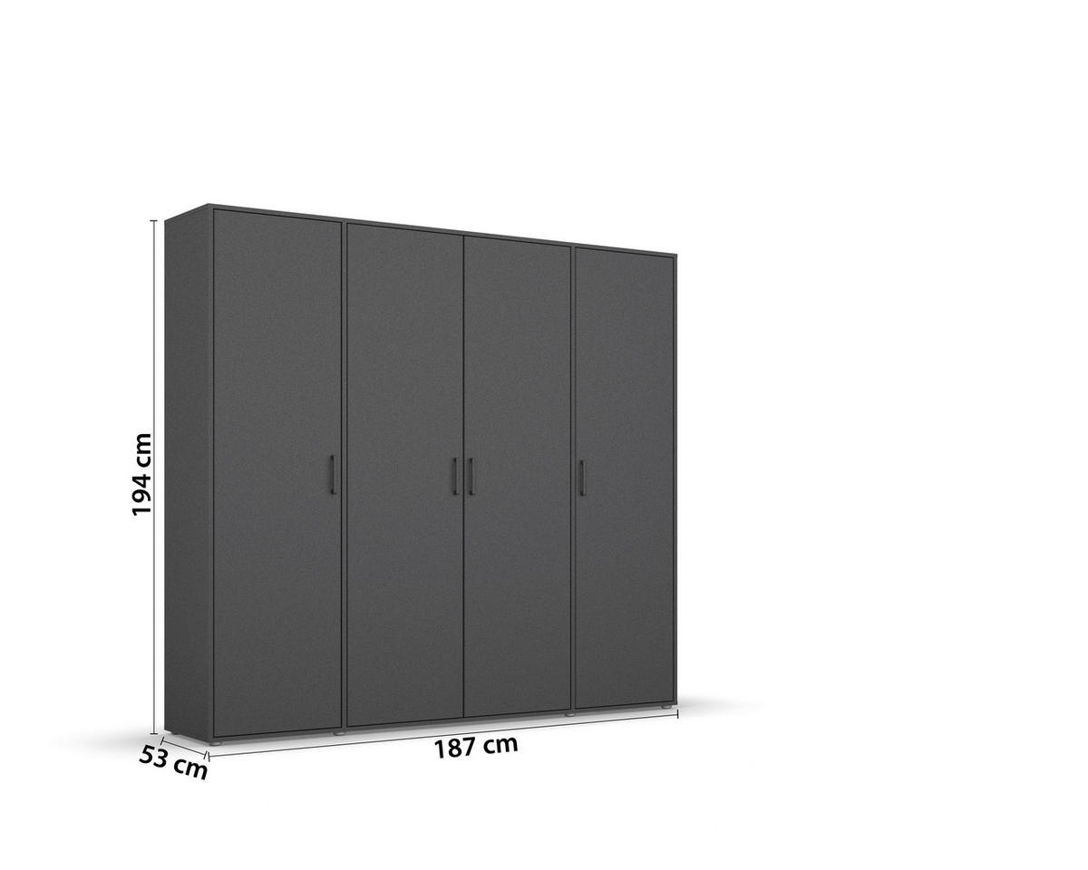 DREHTÜRENSCHRANK in Grau  - Grau, Modern, Holzwerkstoff/Kunststoff (187/194/53cm) - Rauch Möbel