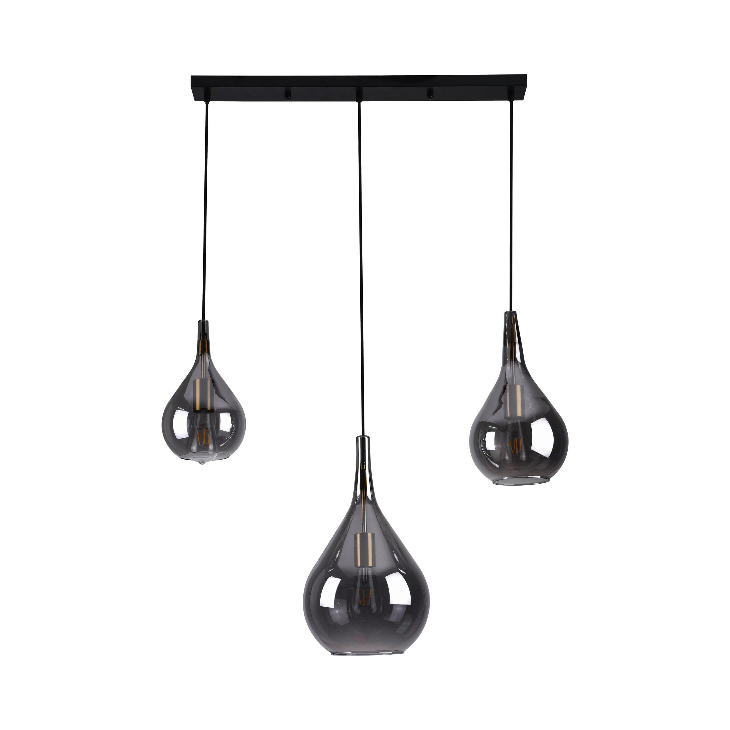 PENDELLEUCHTE 82.5/25/150 cm  - Schwarz, Design, Glas/Metall (82.5/25/150cm) - Näve