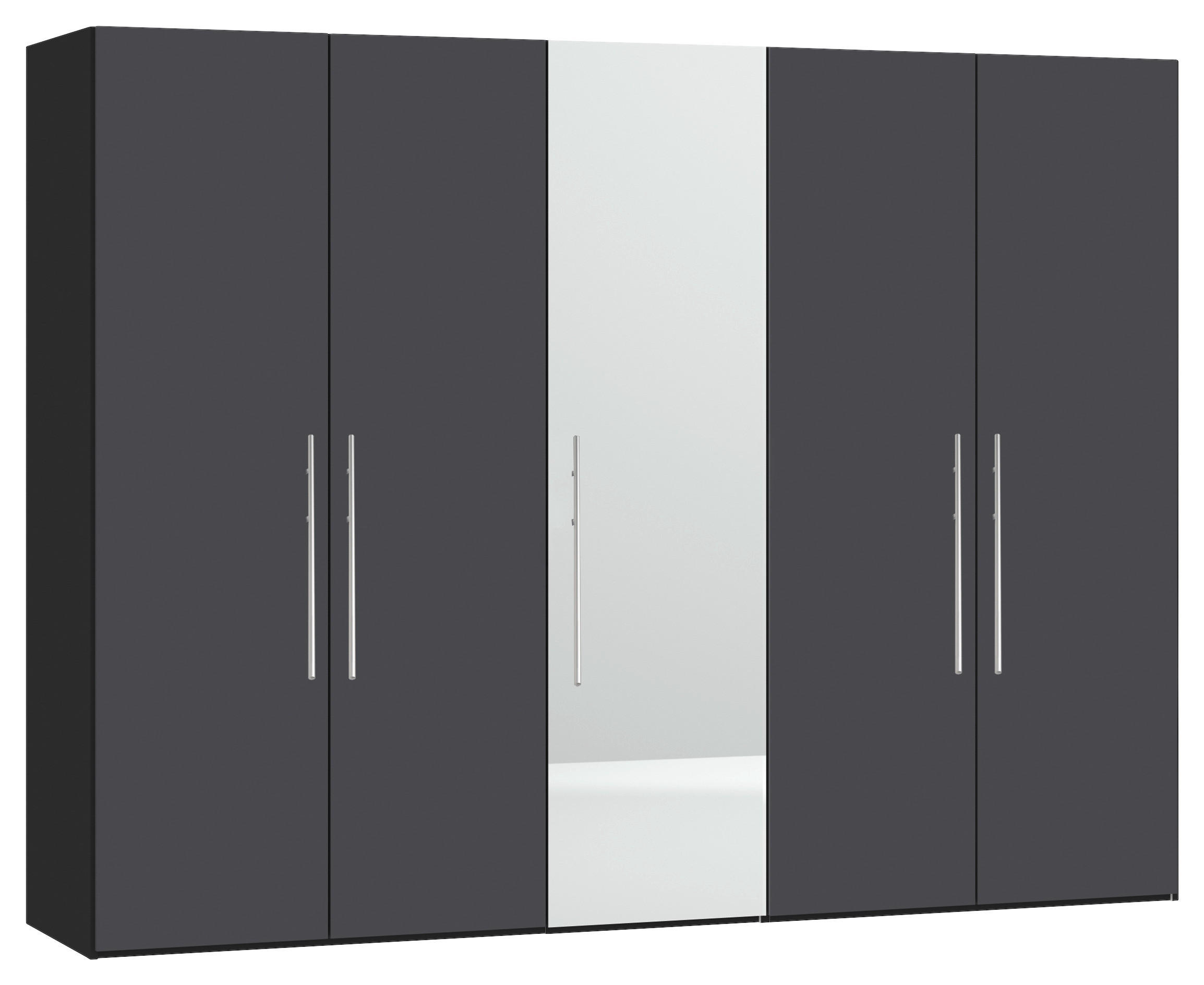 DREHTÜRENSCHRANK  in Anthrazit, Schwarz  - Edelstahlfarben/Anthrazit, Design, Glas/Holzwerkstoff (253/215/59cm) - Carryhome