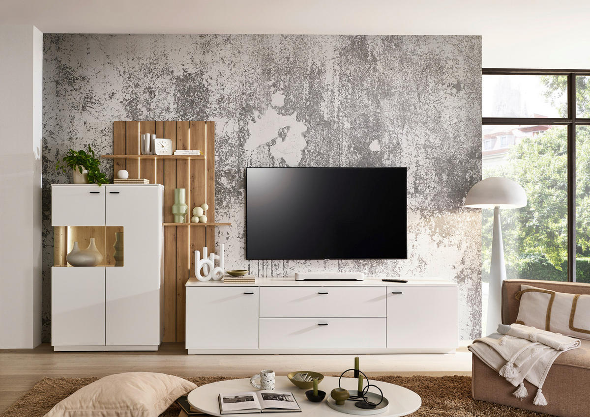 LOWBOARD 225/58/50 cm  - Weiss/Schwarz, Design, Holzwerkstoff/Kunststoff (225/58/50cm) - Stylife