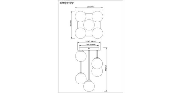 HÄNGELEUCHTE 25,5/25,5/41 cm - Schwarz, Trend, Glas/Metall (25,5/25,5/41cm) - Novel
