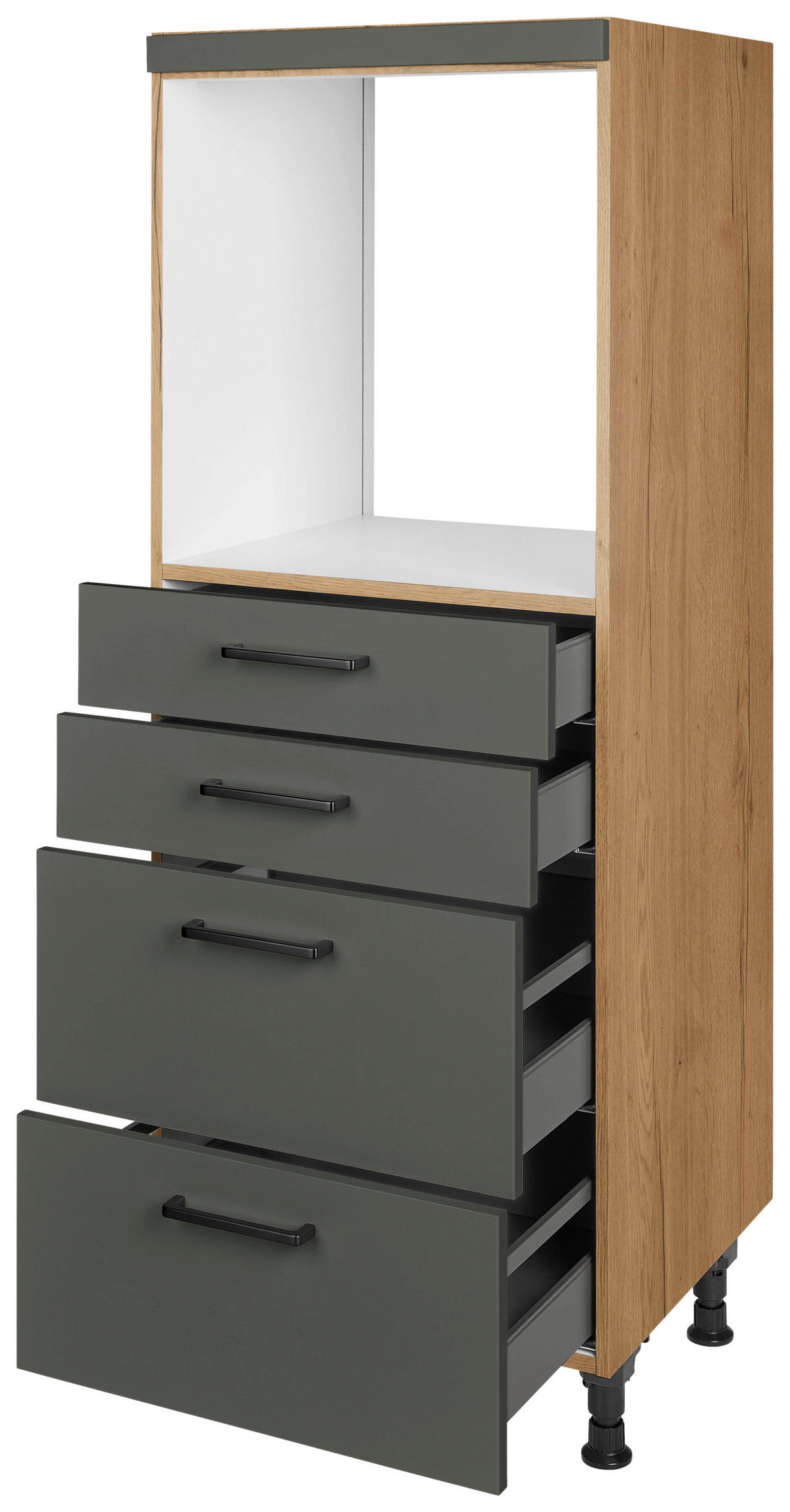 GERÄTEUMBAUSCHRANK 60/168/58 cm  in Grün, Eichefarben  - Eichefarben/Schwarz, MODERN, Holzwerkstoff/Metall (60/168/58cm) - Nobilia