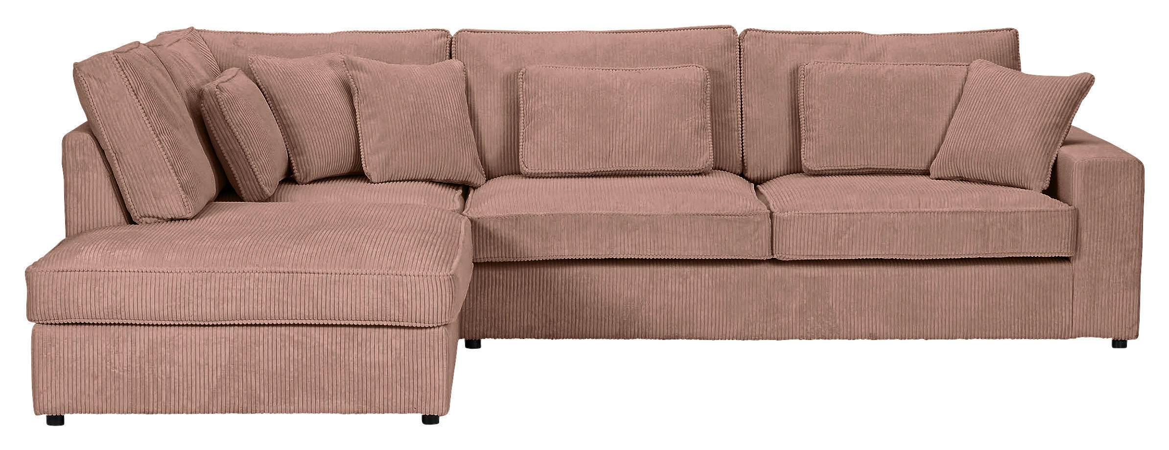 ECKSOFA  in Cord Rosa Zierkissen, Rückenkissen, Rücken echt  228/307 cm  - Schwarz/Rosa, MODERN, Kunststoff/Textil (228/307cm) - Carryhome