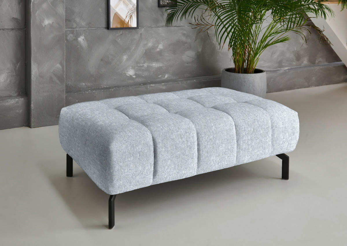 ECKSOFA in Chenille Hellgrau  323/222 cm  - Hellgrau/Schwarz, Design, Textil/Metall (323/222cm) - Beldomo Style