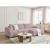 ECKSCHLAFSOFA FUJI Leinenoptik Pink  inkl.  - Pink/Schwarz, MODERN, Kunststoff/Textil (292/160cm)