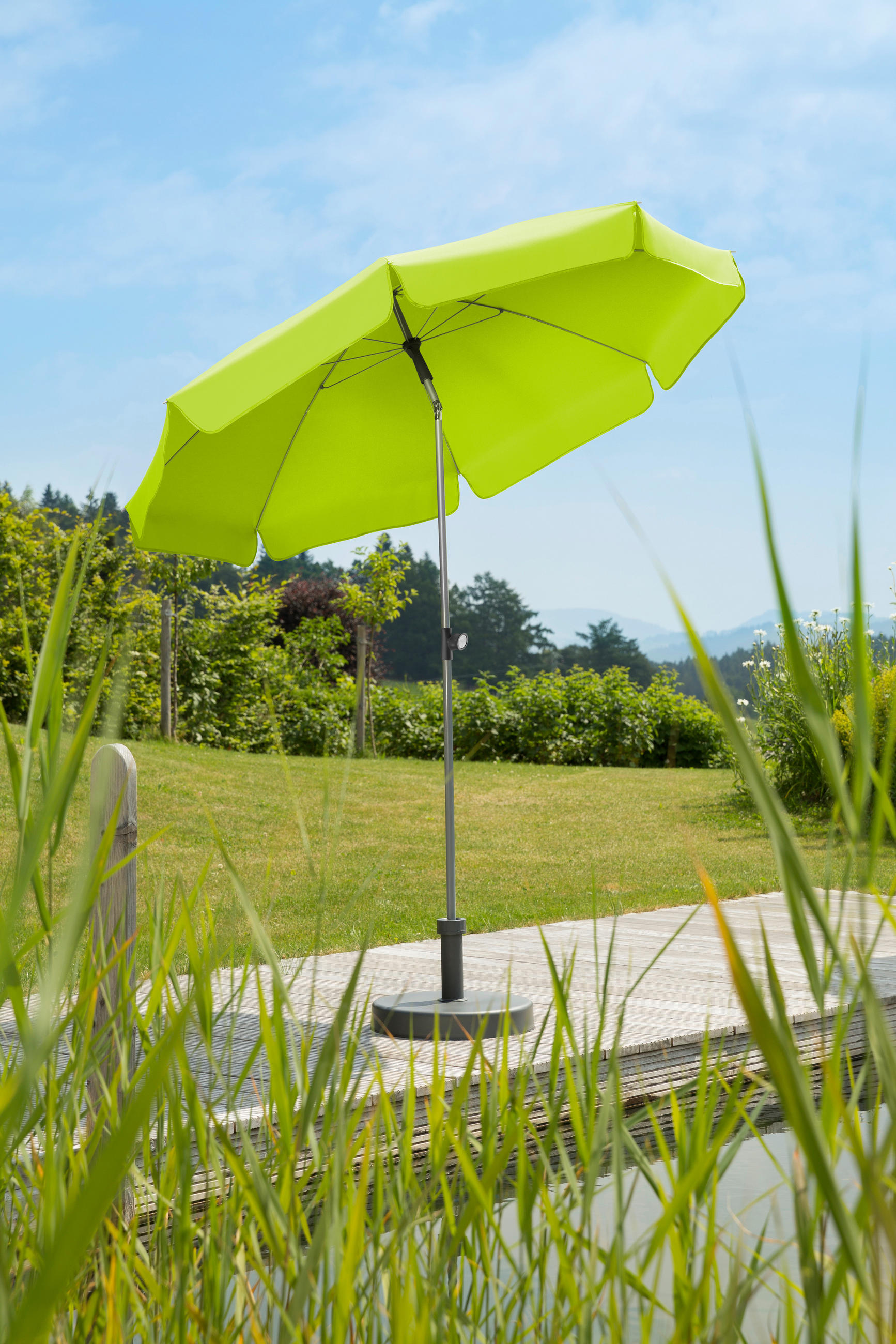 SONNENSCHIRM 200 cm Hellgrün  - Silberfarben/Hellgrün, Basics, Textil/Metall (200/220/200cm) - Schneider