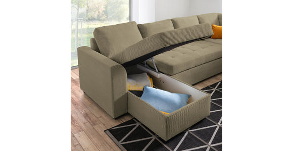 WOHNLANDSCHAFT in Cord, Velours Grün - Schwarz/Grün, Design, Kunststoff/Textil (160/311/205cm) - Xora