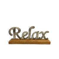 INSCRIPȚIE DECORATIVĂ - argintiu/culoare natur, Basics, lemn/metal (27,5/5/12,5cm) - Ambia Home