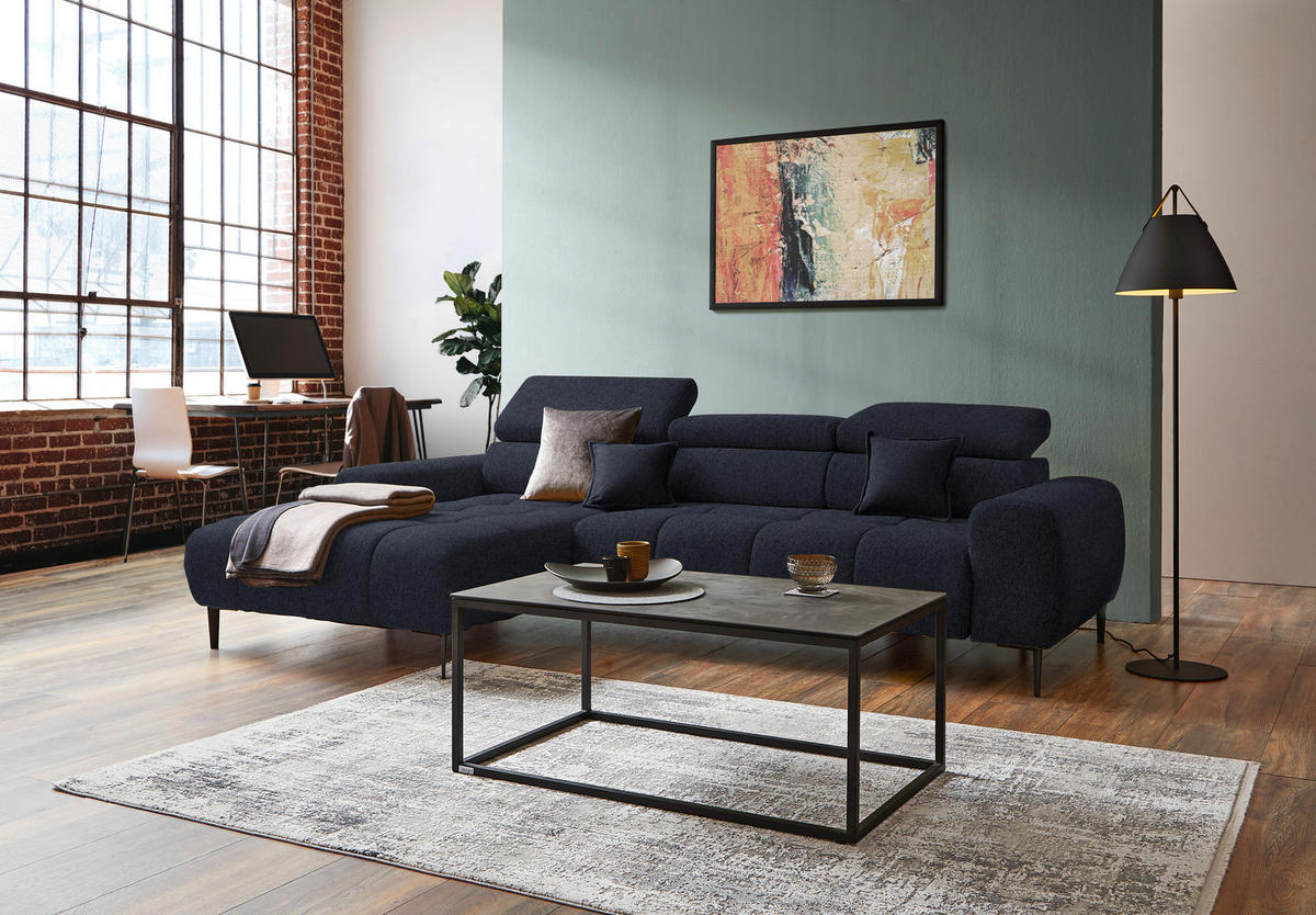 ECKSOFA in Webstoff Schwarz  - Schwarz, Design, Textil/Metall (177/270cm) - Welnova