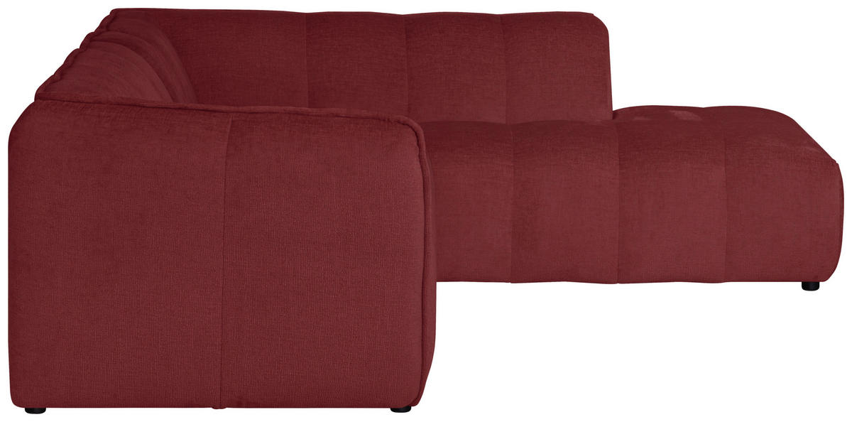 ECKSOFA LIVOLI in Chenille Bordeaux  230/218 cm  - Bordeaux/Schwarz, Design, Textil (230/218cm) - MID.YOU