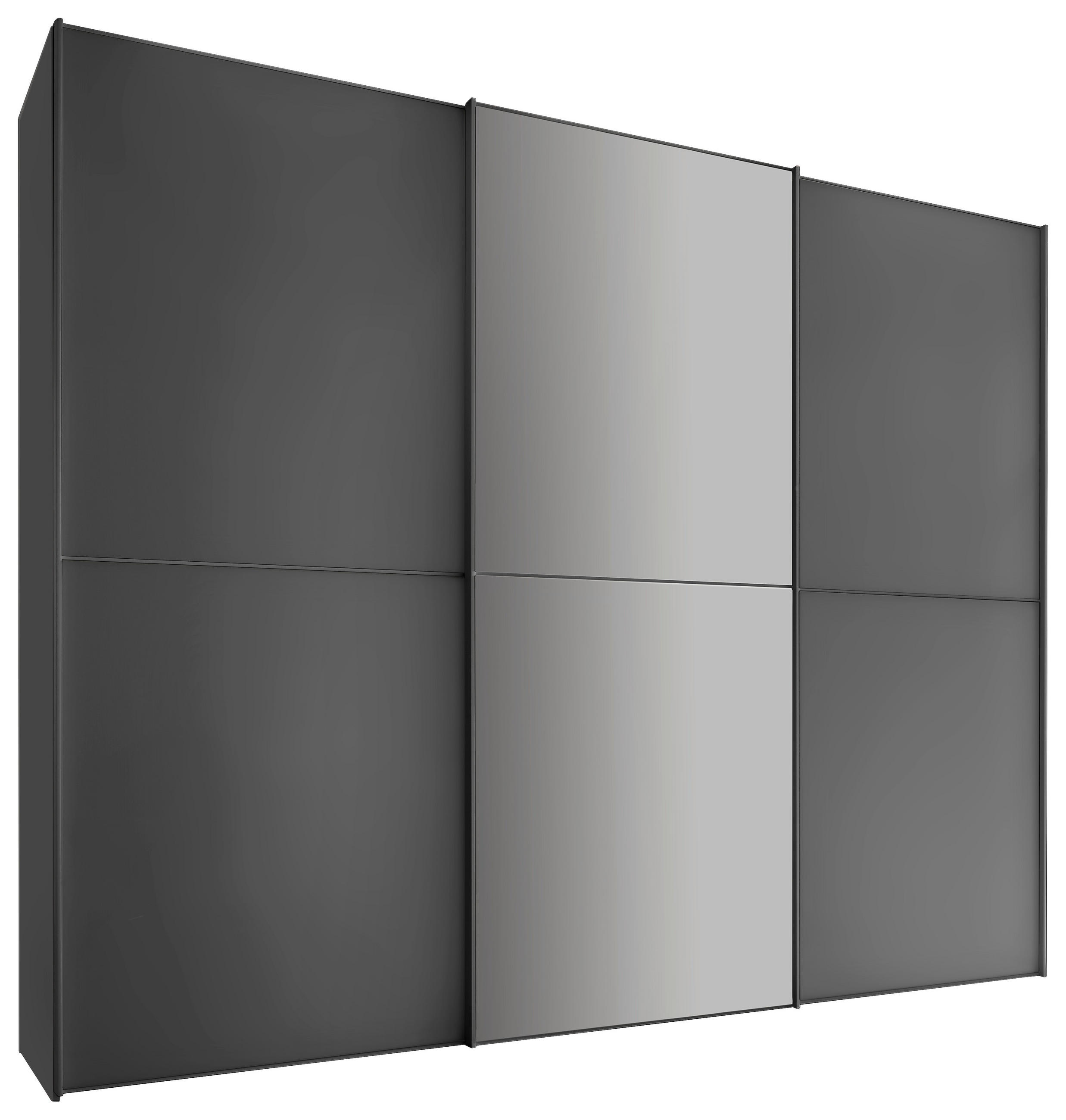 SCHWEBETÜRENSCHRANK 249/222/68 cm,  in Anthrazit, 3 Tür(en)  - Anthrazit/Graphitfarben, Design, Glas/Holzwerkstoff (249/222/68cm) - Moderano