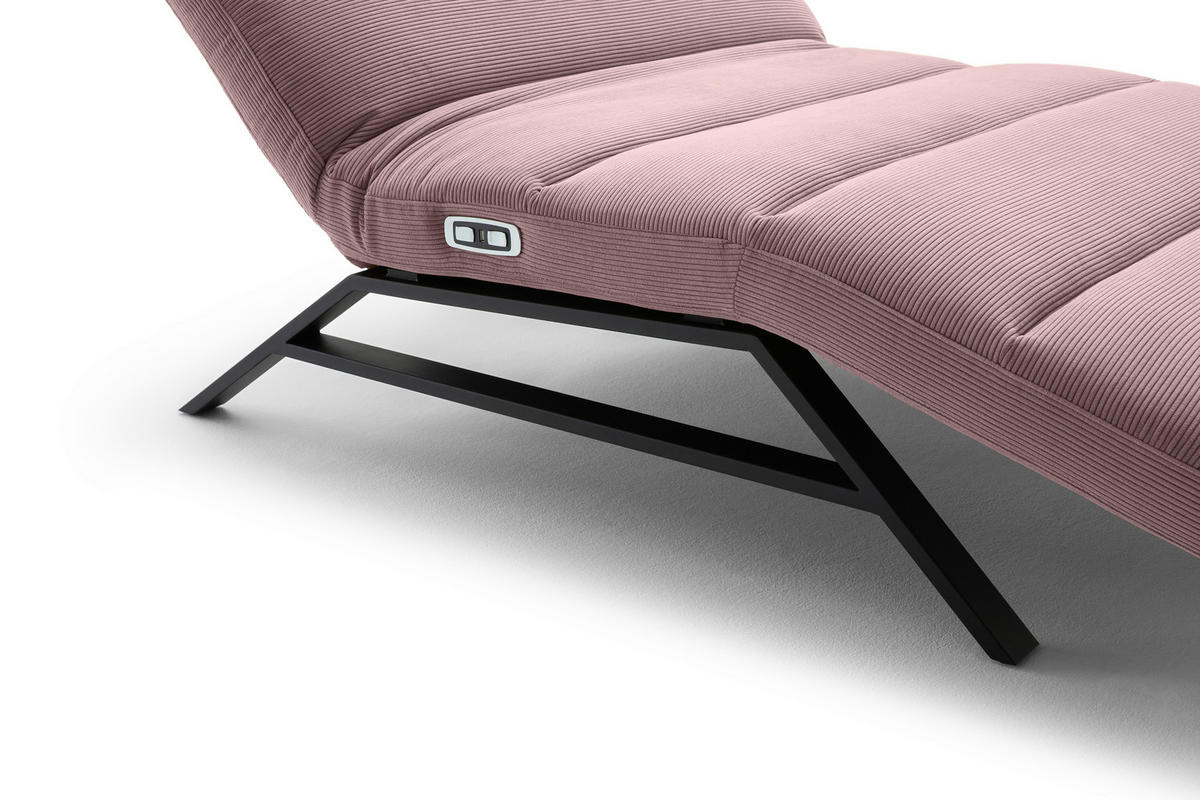 RELAXLIEGE Feincord Altrosa  - Schwarz/Altrosa, Design, Textil/Metall (120/54-113/158-198cm) - Pure Home Lifestyle