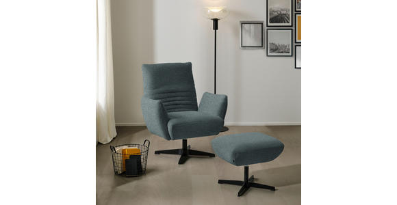 SESSEL in Bouclé Graublau  - Graublau/Schwarz, Design, Textil/Metall (60/94/86cm) - Dieter Knoll