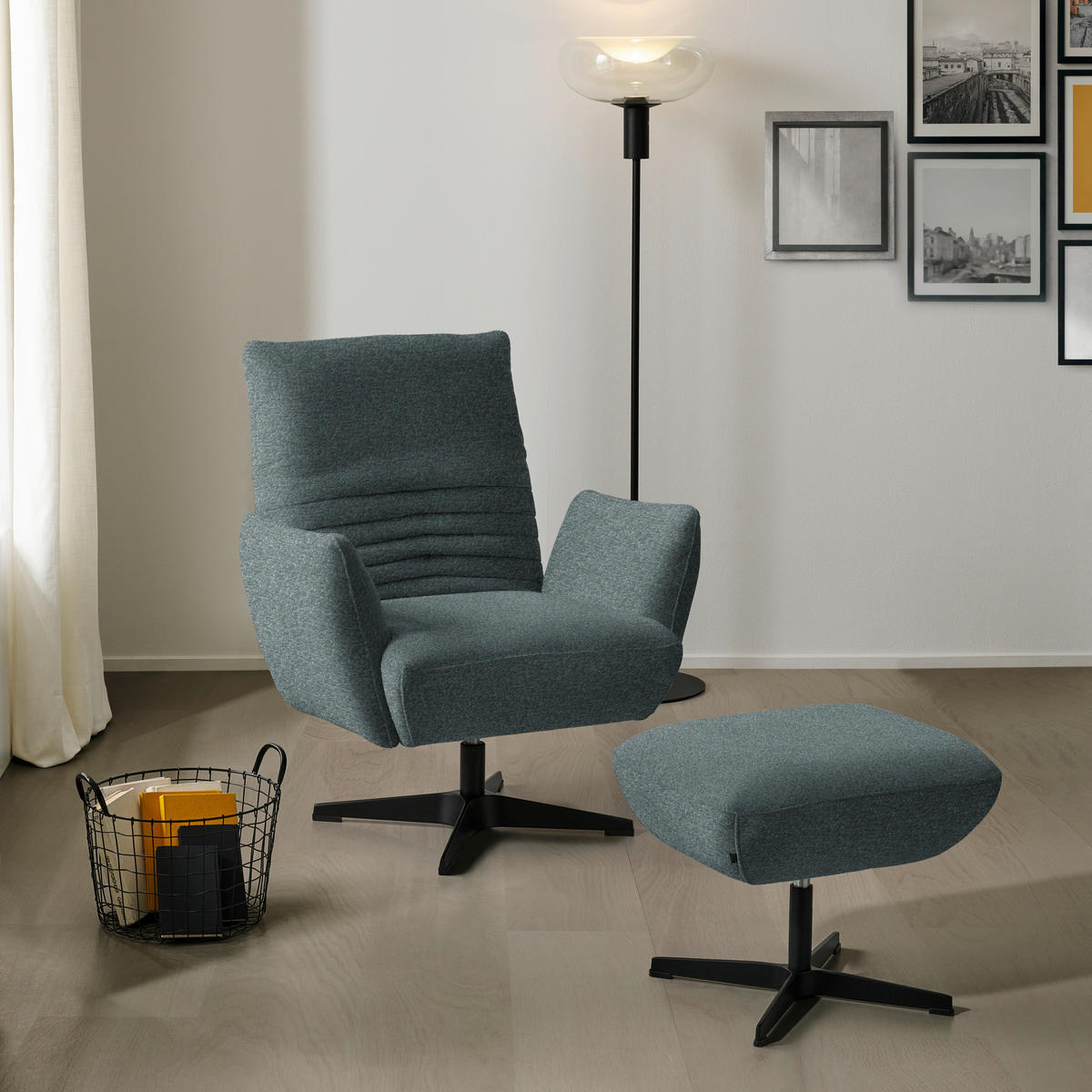 SESSEL in Bouclé Graublau  - Graublau/Schwarz, Design, Textil/Metall (60/94/86cm) - Dieter Knoll