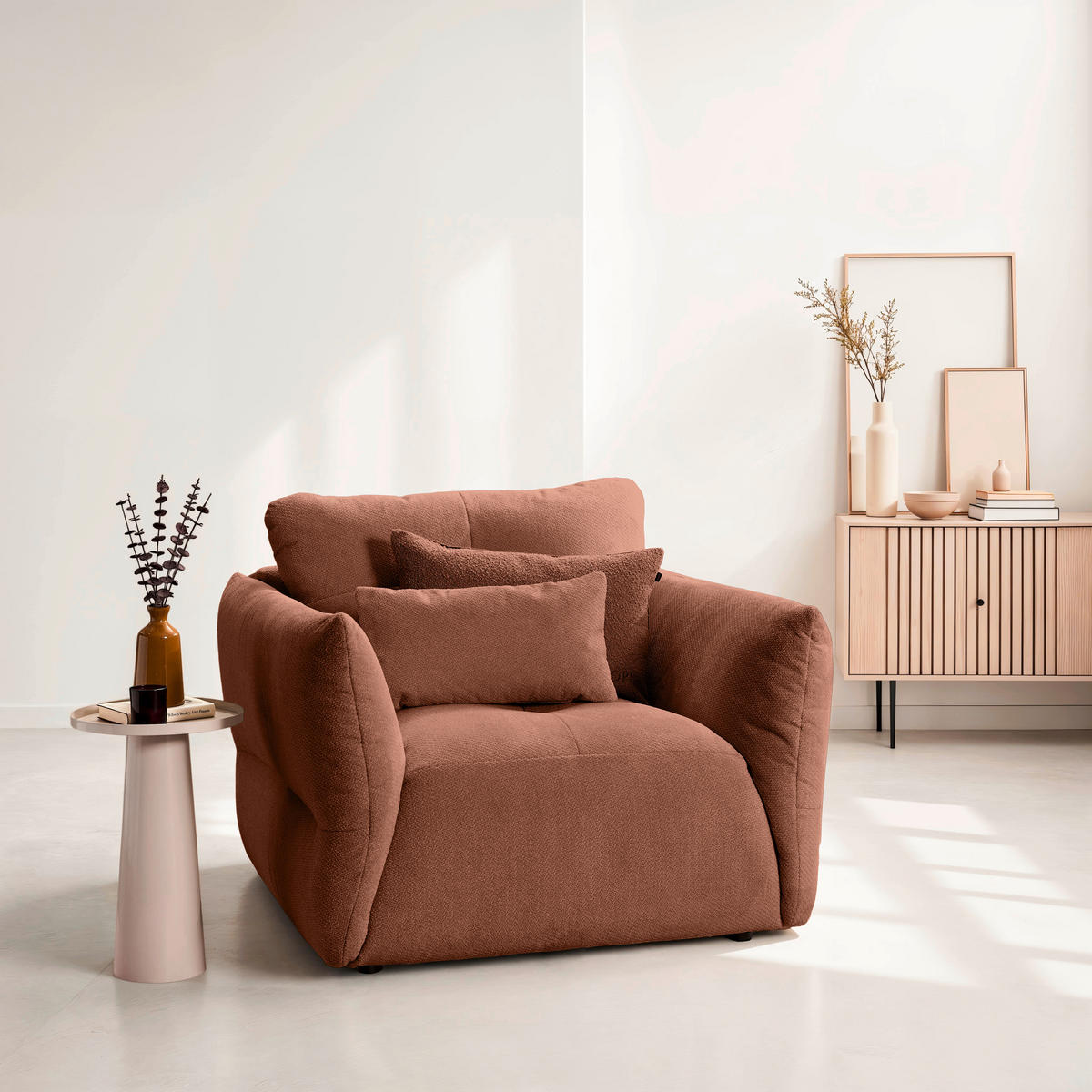 SESSEL in Webstoff Rostfarben  - Rostfarben/Schwarz, KONVENTIONELL, Textil/Metall (112/88/120cm) - Carryhome