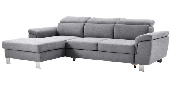 ECKSOFA  in Webstoff Hellgrau  167/250 cm  - Silberfarben/Hellgrau, Design, Textil/Metall (167/250cm) - Xora