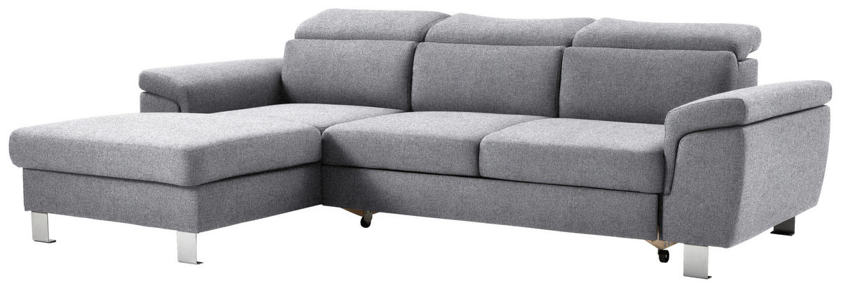 ECKSOFA in Webstoff Hellgrau  167/250 cm  - Silberfarben/Hellgrau, Design, Textil/Metall (167/250cm) - Xora