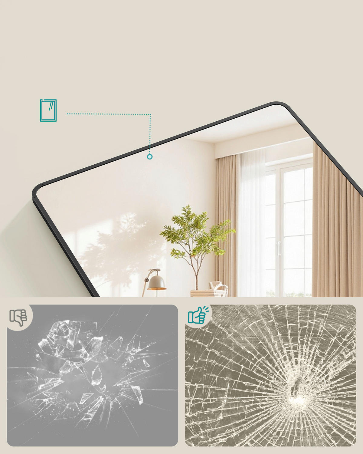 STANDSPIEGEL 60/165/33 cm  - Schwarz, Trend, Glas/Metall (60/165/33cm) - Boxxx