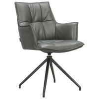 ARMLEHNSTUHL  in Eisen Mikrofaser Echtleder pigmentiert  - Anthrazit/Schwarz, Design, Leder/Textil (60,5/89,5/63cm) - Novel