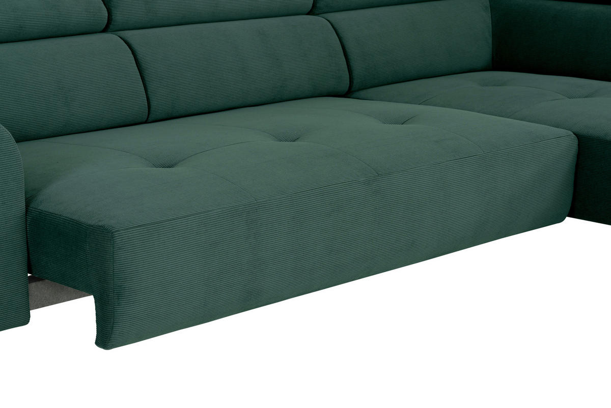 ECKSOFA in Feincord Waldgrün  - Waldgrün/Schwarz, Design, Textil/Metall (280/205cm) - MID.YOU