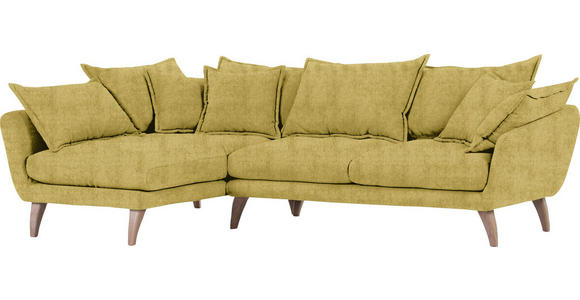 WOHNLANDSCHAFT in Chenille Gelb - Gelb/Naturfarben, Trend, Holz/Textil (267/170cm) - Ambia Home