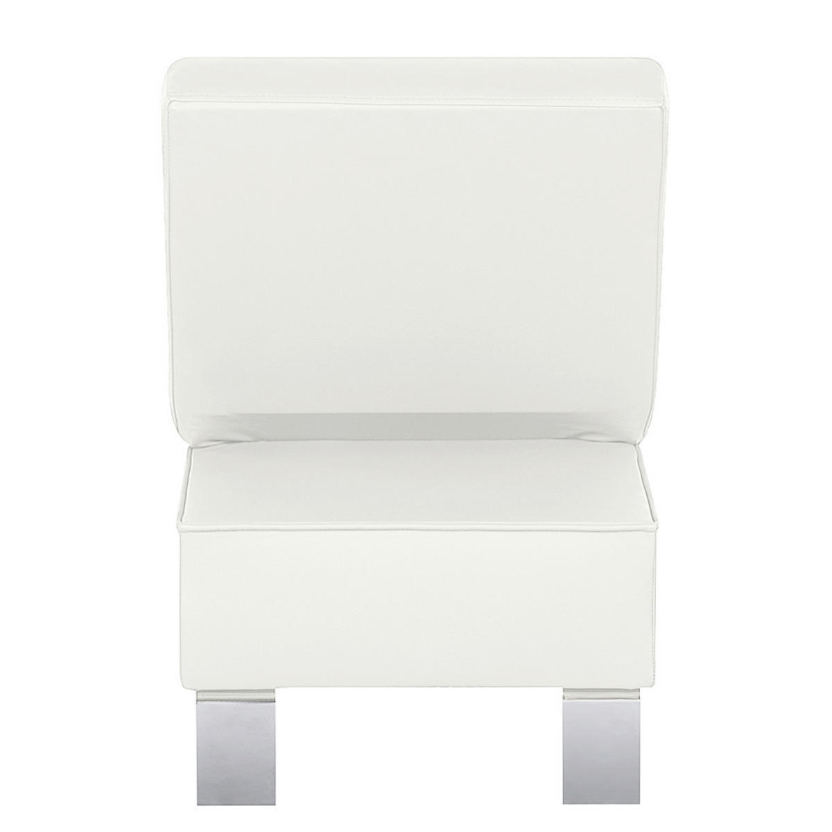 HOCKER in Leder Weiß  - Chromfarben/Weiß, Design, Leder/Metall (91/44/57cm) - Livetastic
