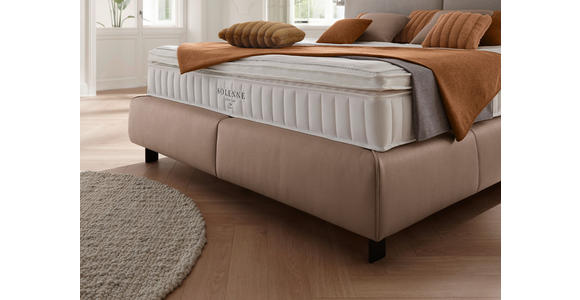 BOXSPRINGBETT 180/200 cm in Hellgrau, Hellbraun - Hellbraun/Hellgrau, Design, Textil/Metall (180/200cm) - Johann Jakob