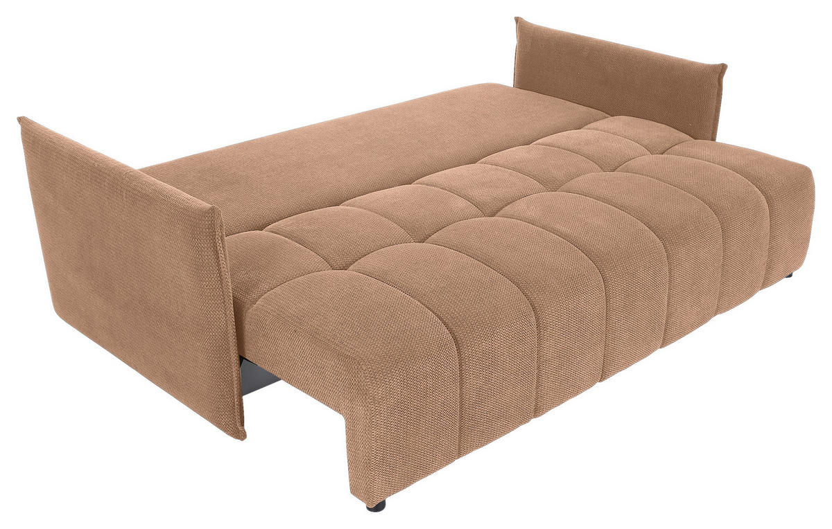 SCHLAFSOFA Plüsch Rosa  inkl. Zierkissen, Rückenkissen, Bettkasten, Schlaffunktion, Rücken echt, Liegefläche im Originalstoff  - Schwarz/Rosa, KONVENTIONELL, Kunststoff/Textil (200/73/105cm) - Carryhome