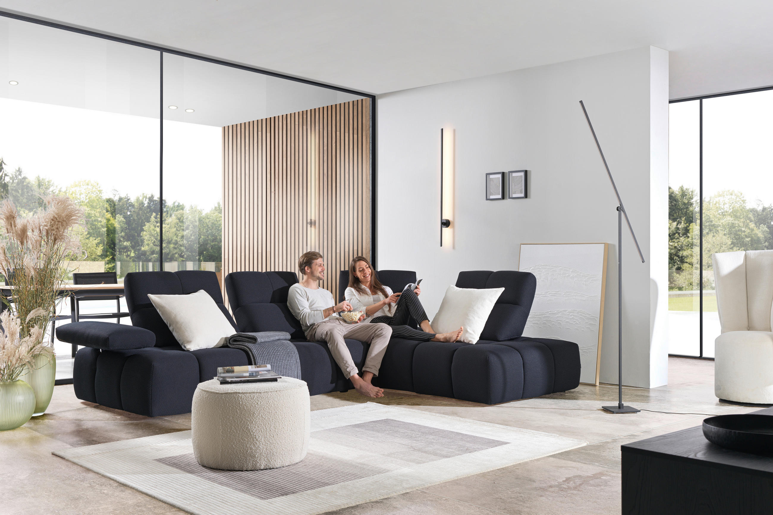 ECKSOFA in Struktur Schwarz  - Schwarz, Design, Kunststoff/Textil (313/233cm) - Emilio Belluti
