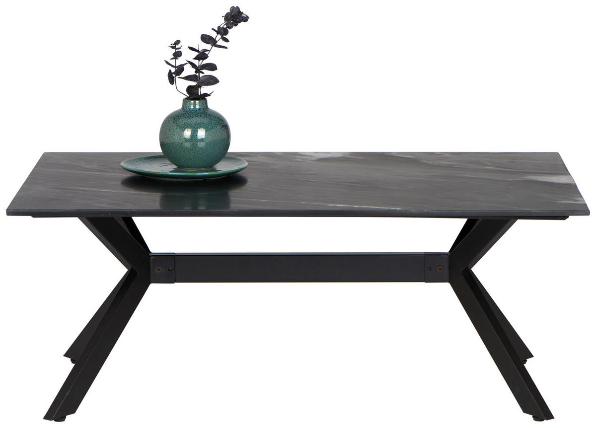 COUCHTISCH in Metall, Stein 115/70/45 cm  - Schwarz/Weiß, Design, Stein/Metall (115/70/45cm) - Novel