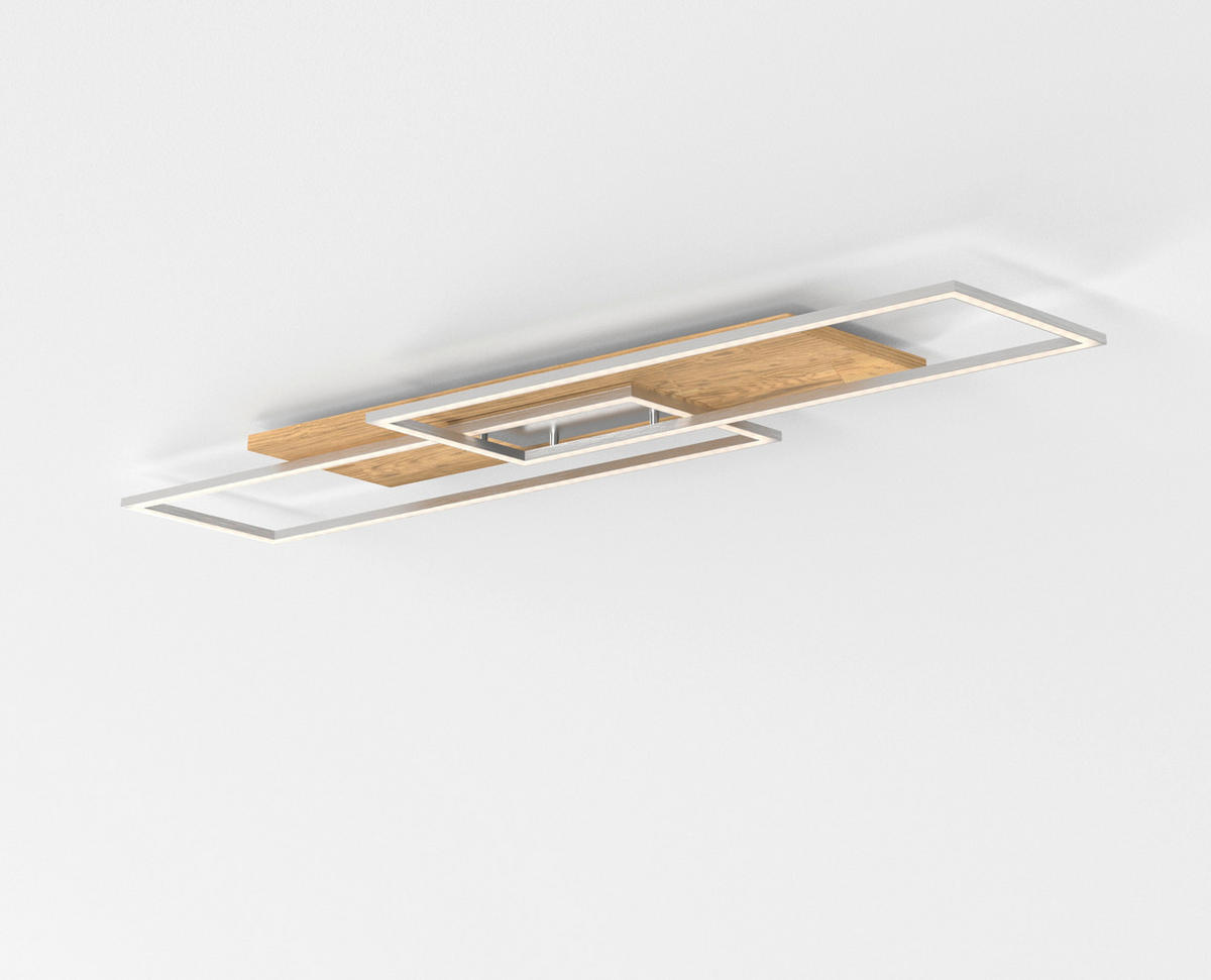 DECKENLEUCHTE Panama 114/25/7 cm   - Nickelfarben, Design, Holz/Metall (114/25/7cm)