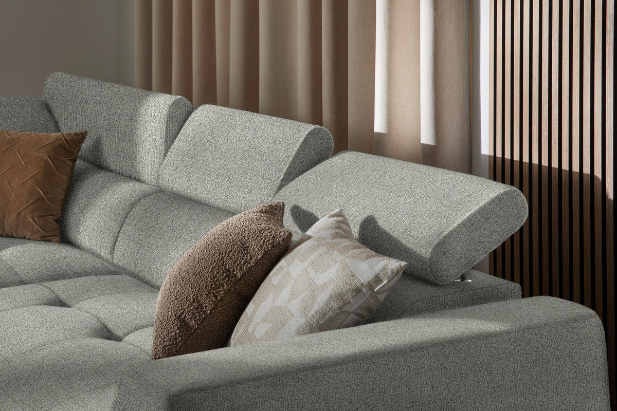 ECKSOFA in Struktur Greige  205/284 cm  - Greige/Schwarz, Design, Kunststoff/Textil (205/284cm) - Xora