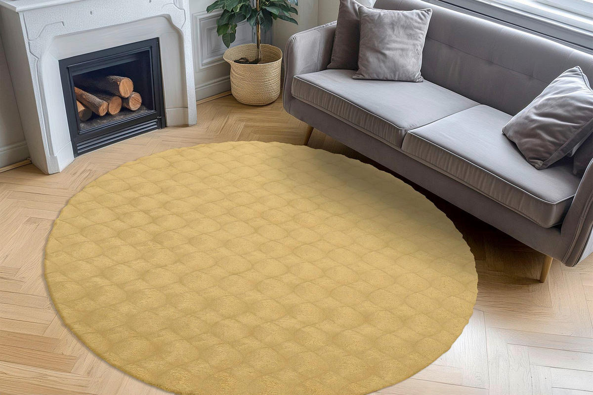 HOCHFLORTEPPICH 200/200 cm Honig rund  - Honig, Basics, Textil (200/200cm) - Kayoom