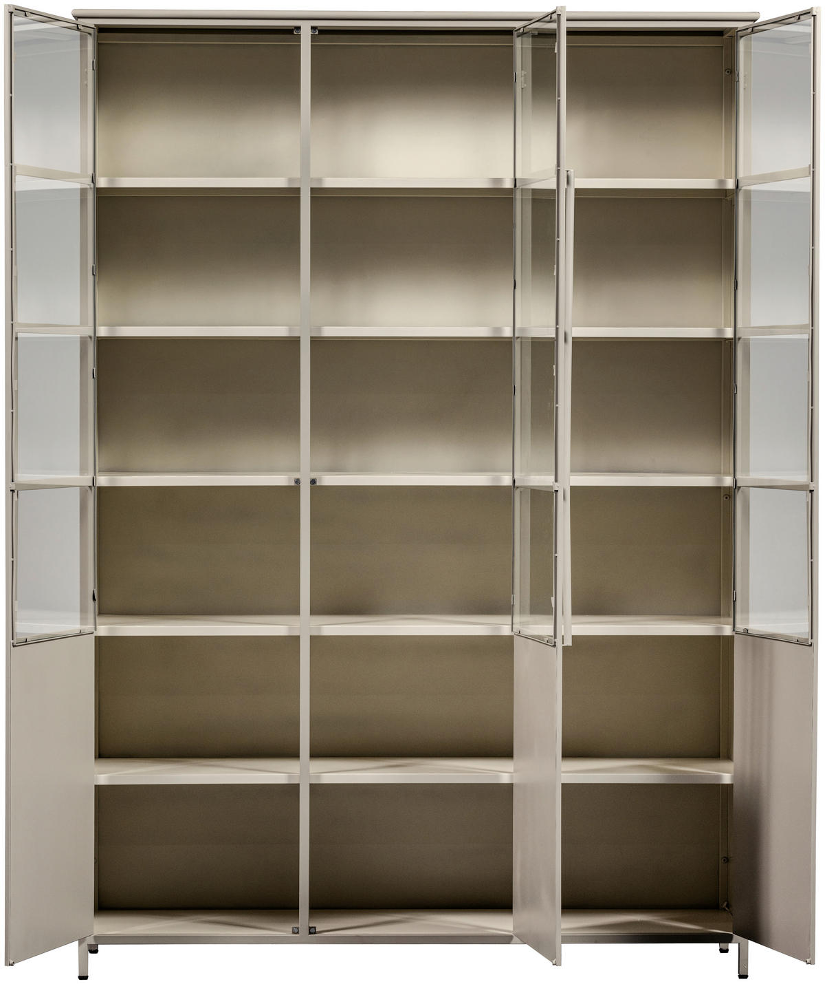 VITRINE Exhibit in Sandfarben  - Sandfarben, Design, Glas/Metall (140/200/40cm) - Livetastic