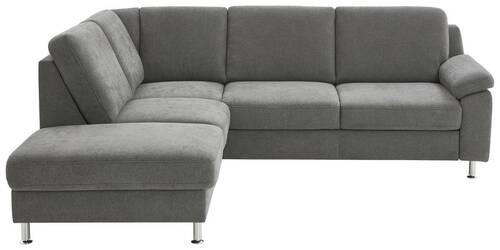 ECKSOFA in Webstoff Dunkelgrau  - Dunkelgrau/Alufarben, Konventionell, Textil/Metall (200/241cm) - Beldomo System