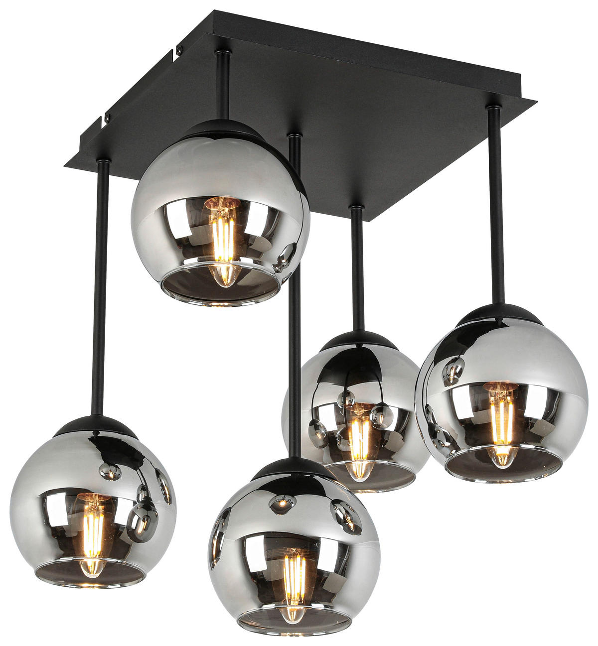 DECKENLEUCHTE    36/36/42,3 cm  - Chromfarben/Schwarz, Trend, Glas/Kunststoff (36/36/42,3cm) - Novel