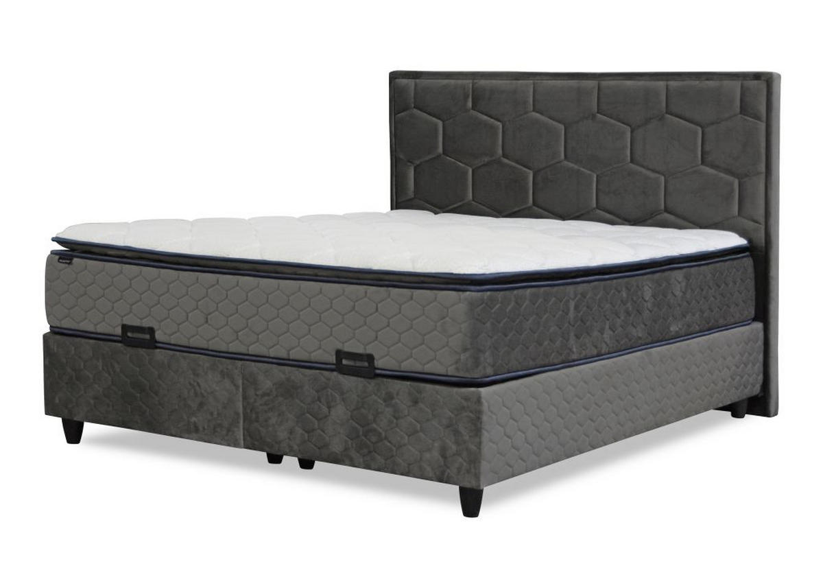 BOX KREVET BEZ OPRUGA 180/200 cm     siva  - siva/crna, Moderno, tekstil/metal (180/200cm) - Hom`in