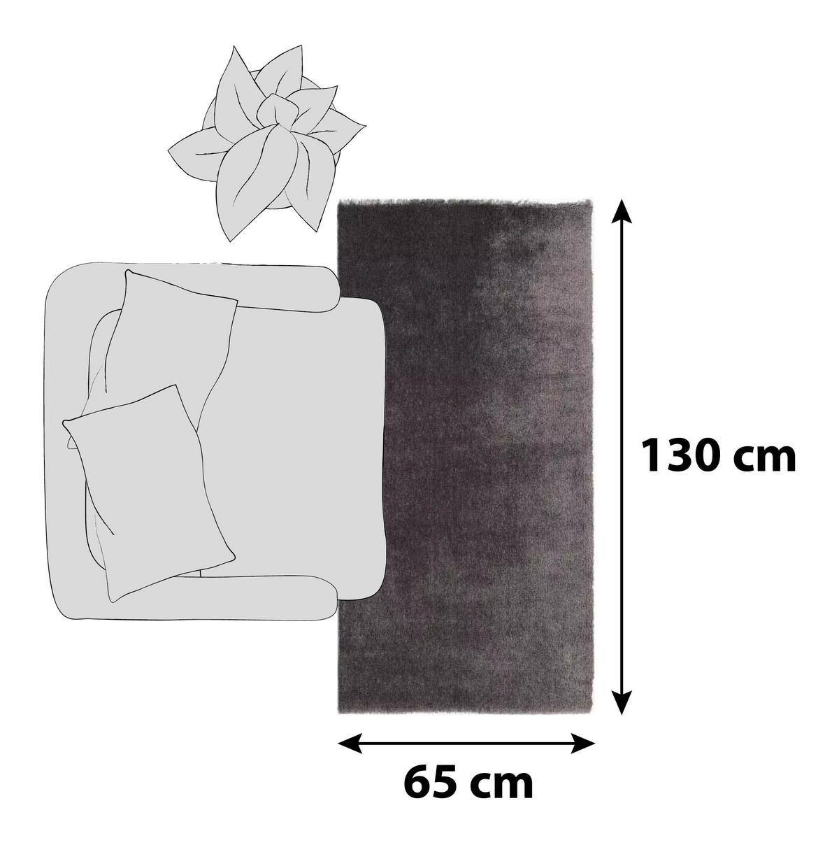 HOCHFLORTEPPICH 65/130 cm Royal Shaggy Anthrazit  - Anthrazit, Basics, Textil (65/130cm) - Novel