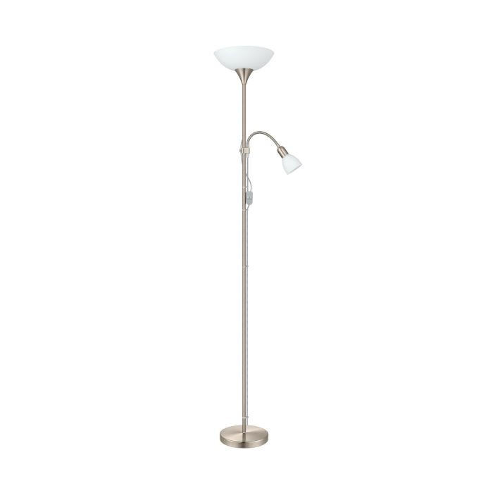 PODNA LAMPA - boja aluminijuma/bela, Osnovno, staklo/metal (27,5/176,5cm)