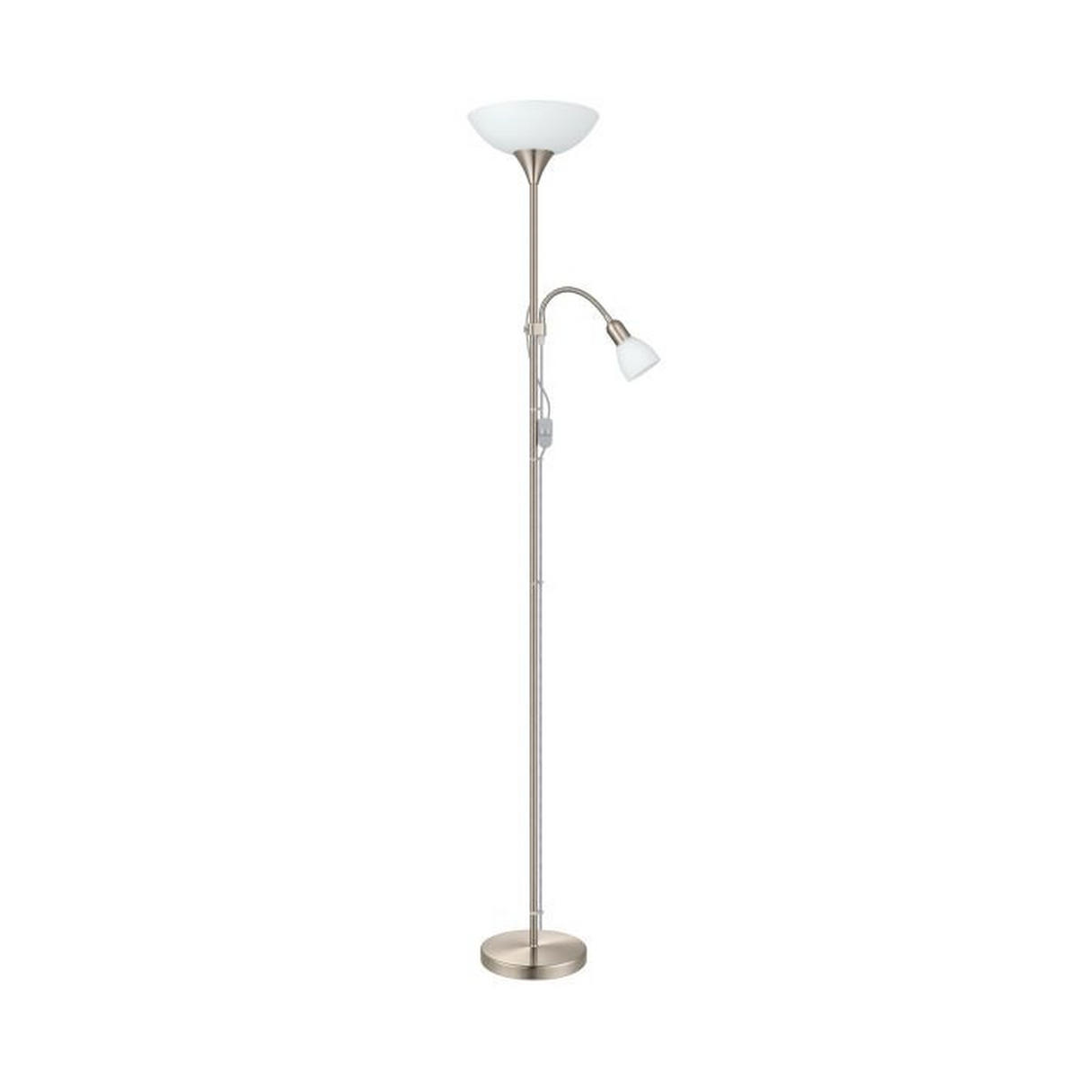 PODNA LAMPA - boja aluminijuma/bela, Osnovno, staklo/metal (27,5/176,5cm)