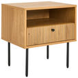 NACHTSCHRANK 50/50/40 cm  - Eichefarben/Schwarz, Design, Holzwerkstoff/Metall (50/50/40cm) - Carryhome