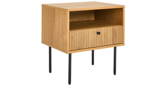 NACHTSCHRANK 50/50/40 cm - Eichefarben/Schwarz, Design, Holzwerkstoff/Metall (50/50/40cm) - Carryhome